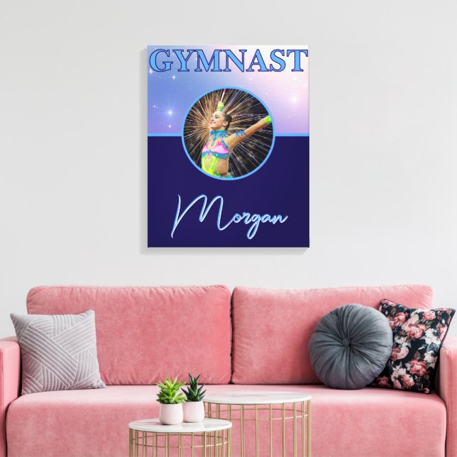 Gymnast Deep Royal Custom Photo and Name Canvas Print (Insitu(LivingRoom))