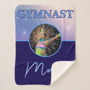 Gymnast Deep Royal Custom Photo and Name Sherpa Blanket