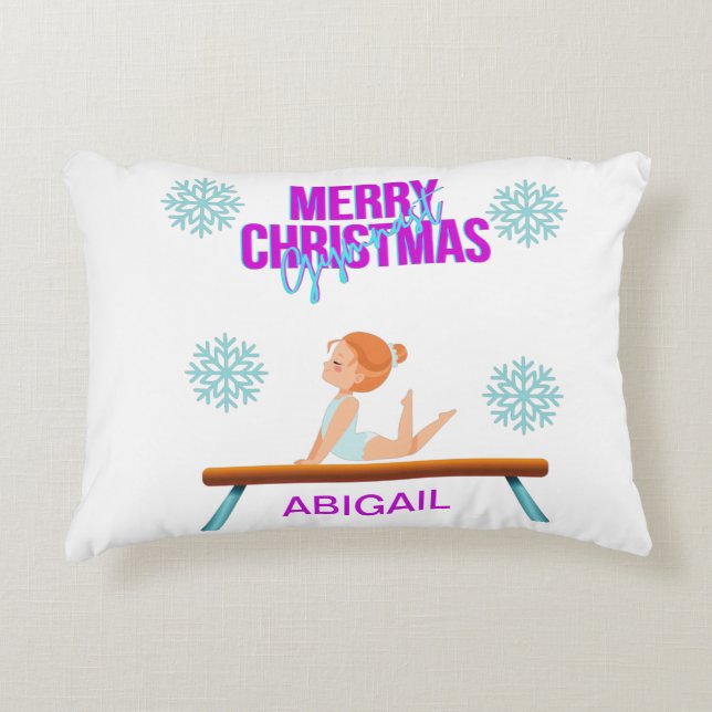 GYMNAST double sided accent pillow personalized. (Front)