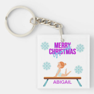 GYMNAST double sided keychain personalized.