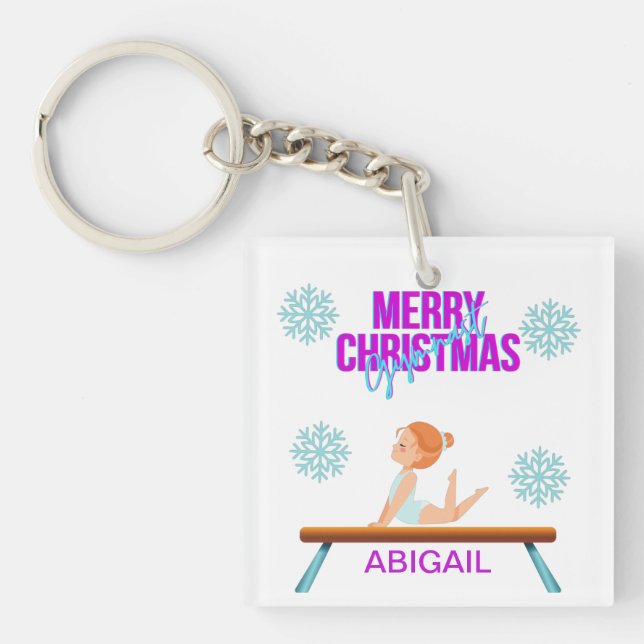 GYMNAST double sided keychain personalized. (Front)
