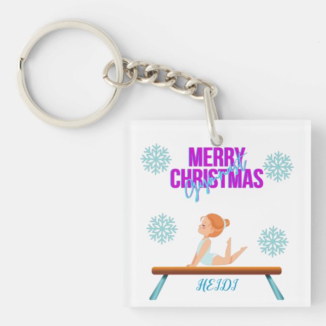 GYMNAST double sided keychain personalized. (Front)
