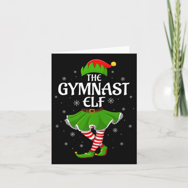 Gymnast Elf Christmas Family Girls Women Elf Squad Card (Front)