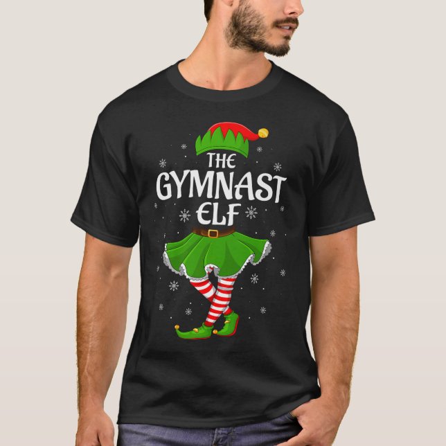 Gymnast Elf Christmas Family Girls Women Elf Squad T-Shirt (Front)