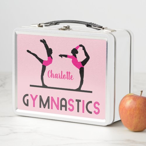 Gymnast Figures Cute Girls Gymnastics Personalised Metal Lunch Box