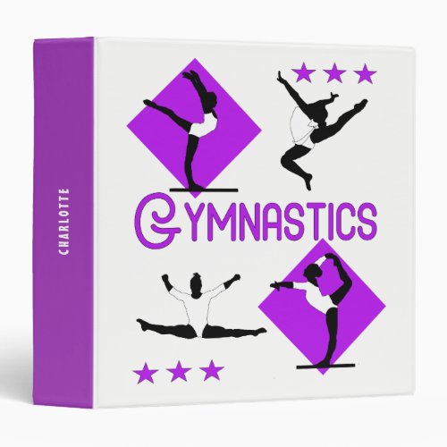 Gymnast Figures Cute Girls Gymnastics Personalized Binder