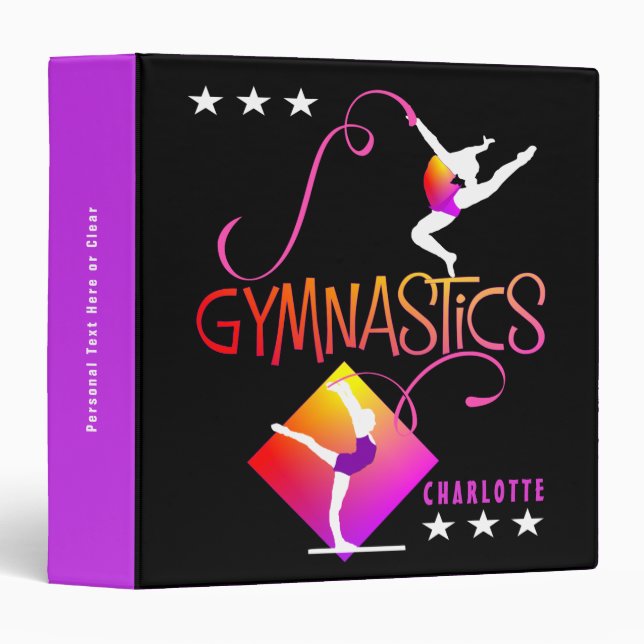 Gymnast Figures Cute Girls Gymnastics Personalized Binder (Front/Spine)