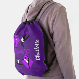 Gymnast Figures Cute Girls Gymnastics Personalized Drawstring Bag