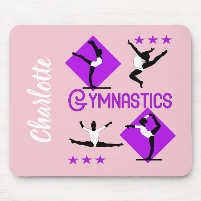 Gymnast Figures Cute Girls Gymnastics Personalized Mouse Pad (Front)