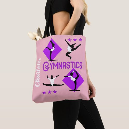 Gymnast Figures Cute Girls Gymnastics Personalized Tote Bag