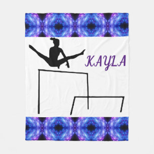 GYMNAST fleece blanket with gymnast on uneven bars