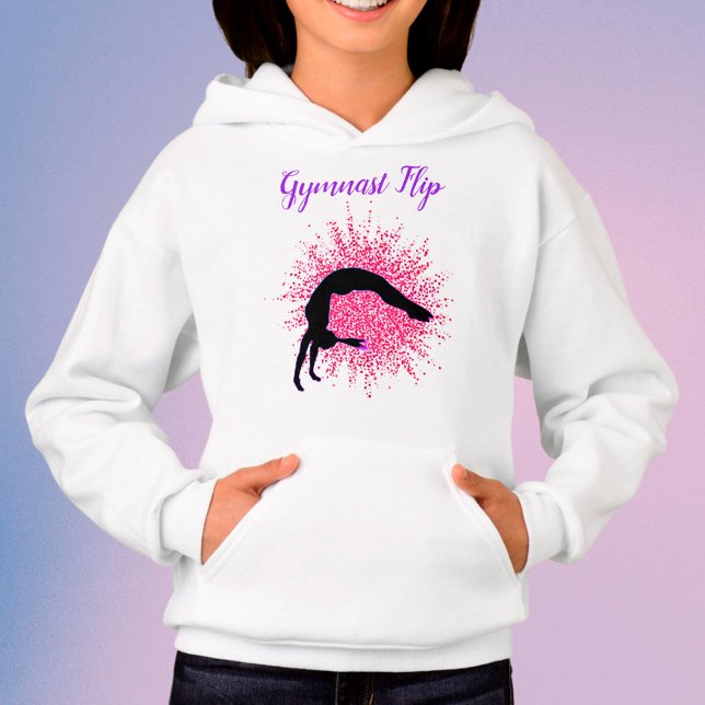 "Gymnast Flip" Girls Gymnastics Pink & Purple Hoodie (Creator Uploaded)