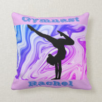 Gymnast Floor Beam Vault Bars Custom Purple Blue Throw Pillow