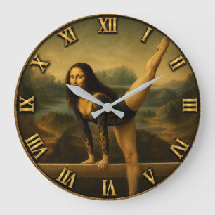 Gymnast Funny Mona Lisa  Large Clock