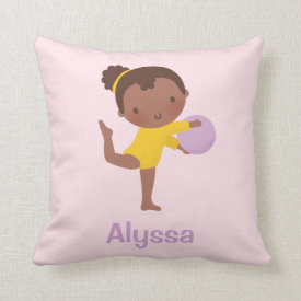 Gymnast Girl and Ball Gymnastics Room Decor Pillow