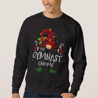 Gymnast Gnome Buffalo Plaid Christmas Tree Light Sweatshirt