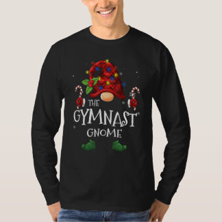 Gymnast Gnome Buffalo Plaid Christmas Tree Light T-Shirt