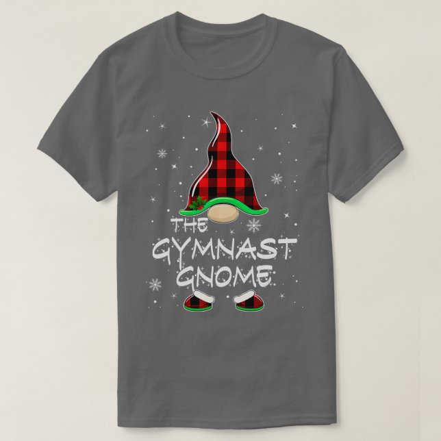 Gymnast Gnome Buffalo Plaid Matching Family Christ T-Shirt (Design Front)