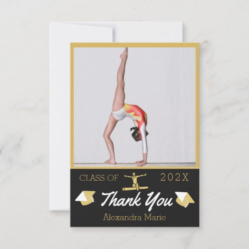 Gymnast graduate Modern Photo graduation class of Thank You Card