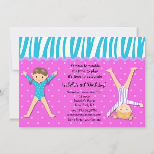 Gymnast Gymnastic Birthday Party Invitations