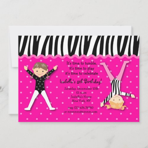 Gymnast Gymnastic Birthday Party Invitations