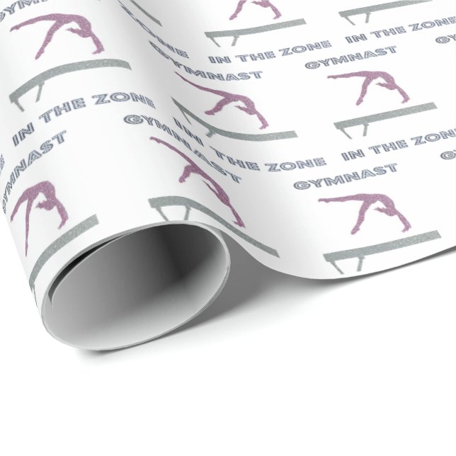 Gymnast In The Zone Balance Beam Gymnastics Wrapping Paper (Roll Corner)