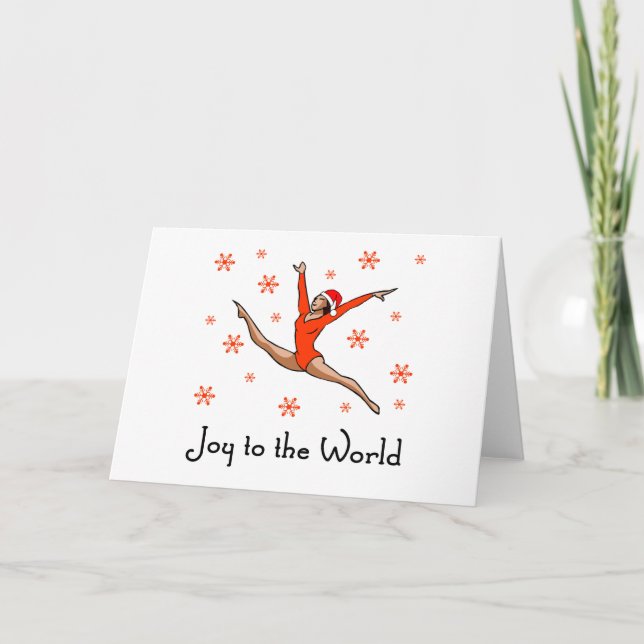 Gymnast Joy to the World Holiday Card (Front)
