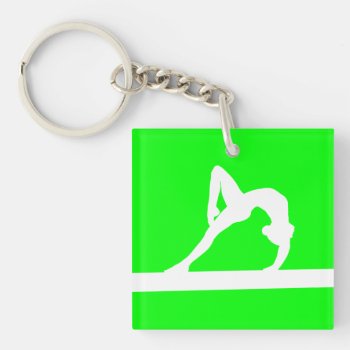 Gymnast Keychain W/name Green by sportsdesign at Zazzle