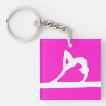 Gymnast Keychain W/name Pink by sportsdesign at Zazzle
