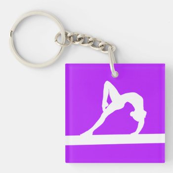 Gymnast Keychain W/name Purple by sportsdesign at Zazzle