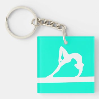 Gymnast Keychain W/name Turquoise by sportsdesign at Zazzle