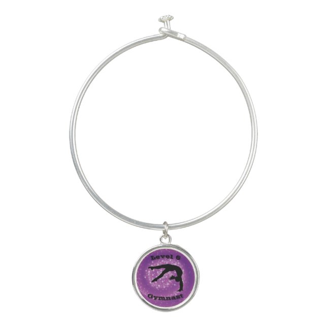 Gymnast Level (Any #) Bangle Bracelet w/ Charm (Front)