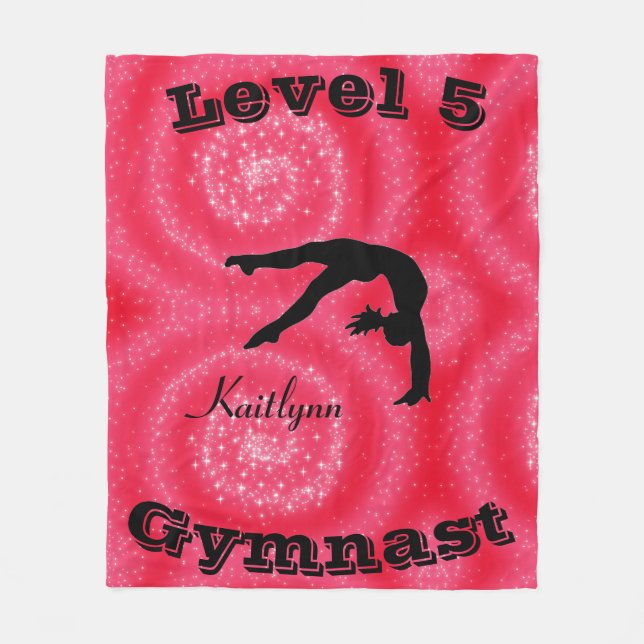 Gymnast Level Fleece Blanket w/ Her Level # & Name (Front)