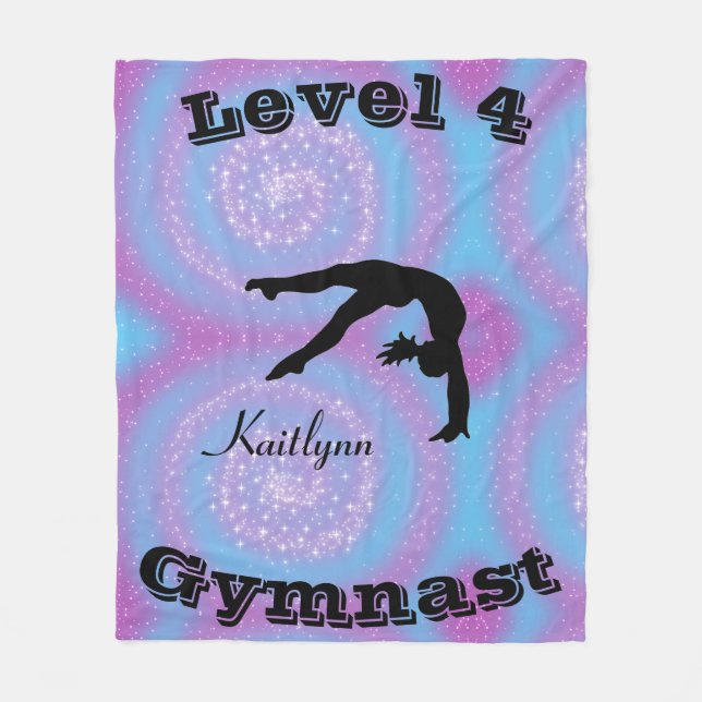 Gymnast Level Fleece Blanket w/ Her Level # & Name (Front)