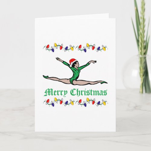 Gymnast Merry Christmas lights Holiday Card