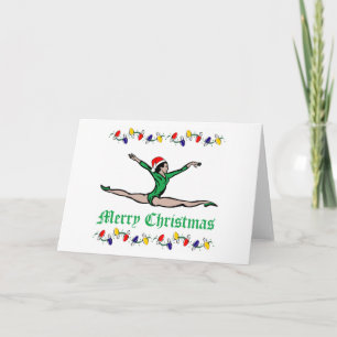 Gymnast Merry Christmas lights Holiday Card