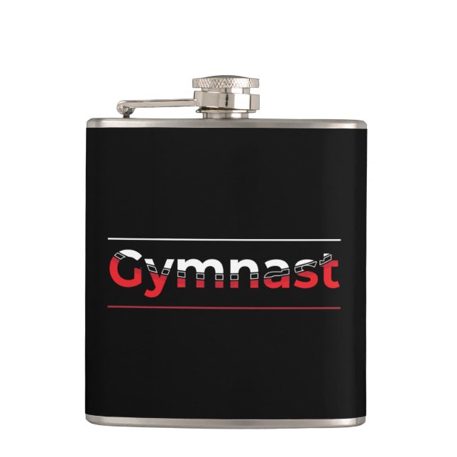 Gymnast - Minimalist Modern Gymnastics Word Flask (Front)