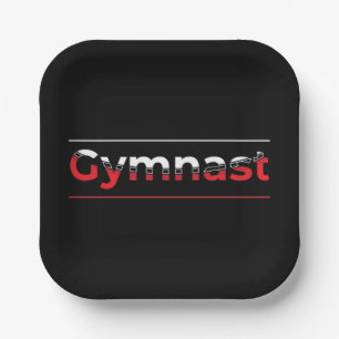 Gymnast - Minimalist Modern Gymnastics Word Paper Plates