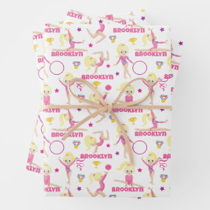 Gymnast Multicultural Personalized Wrapping Paper Sheets
