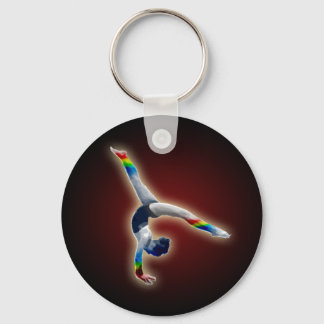 Gymnast on a Rainbow Beam Keychain