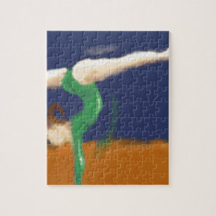 Gymnast on Balance Beam Art Jigsaw Puzzle
