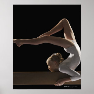 Gymnast on balance beam poster