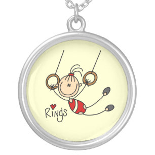 Gymnast on Rings Silver Plated Necklace