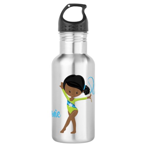 Gymnast _ Personalized African American Stainless Steel Water Bottle