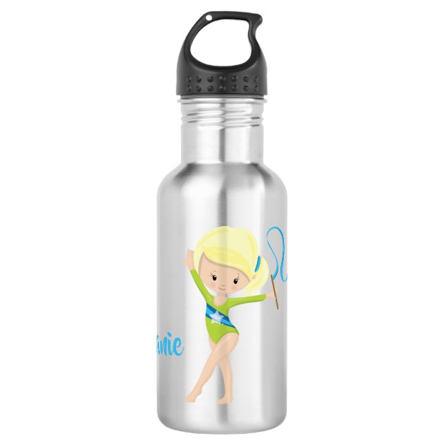 Gymnast - Personalized Blonde Stainless Steel Water Bottle (Front)