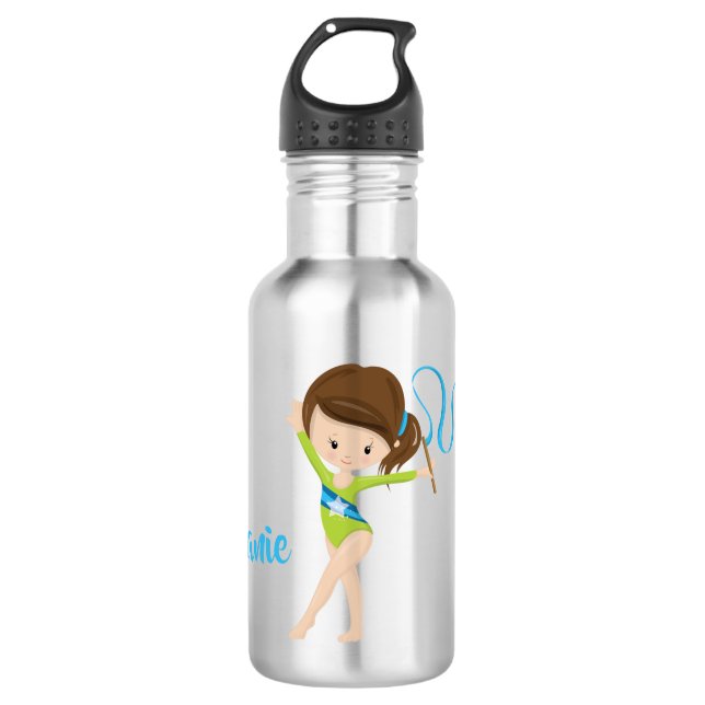 Gymnast - Personalized Brunette Stainless Steel Water Bottle (Front)