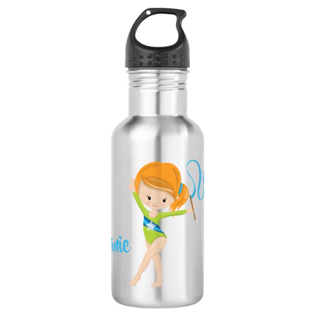 Gymnast - Personalized Red Hair Stainless Steel Water Bottle (Front)