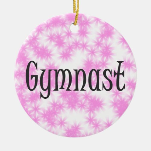 Gymnast Pink and White Ceramic Ornament