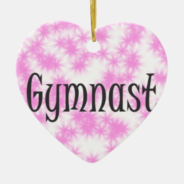 Gymnast Pink and White Ceramic Ornament (Front)