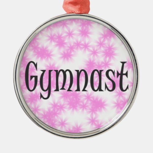 Gymnast Pink and White Metal Ornament